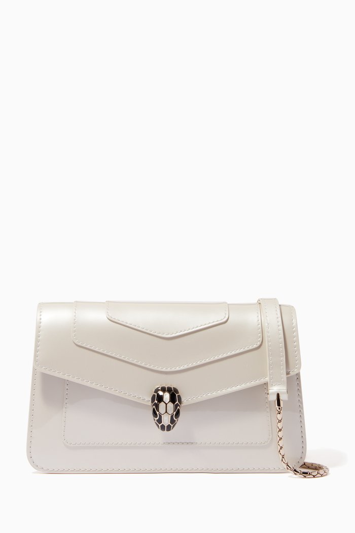 

Serpenti Forever Chain Wallet in Leather, White