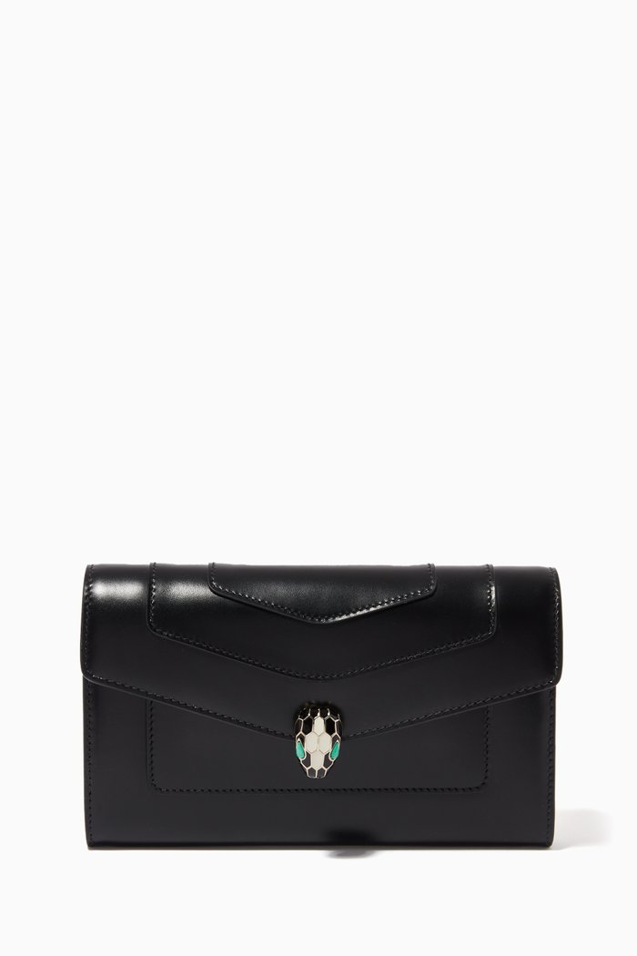 

Serpenti Forever Large Wallet in Calfskin, Black