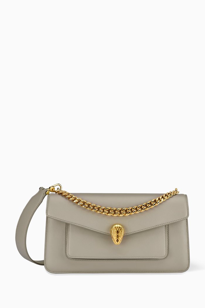 

Maxi Serpenti East-west Chain Shoulder Bag in Leather, Neutral