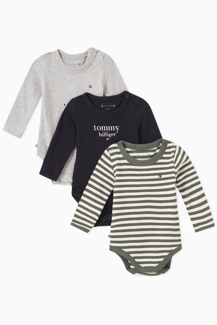 

Logo Bodysuit in Cotton, Set of 3, Green