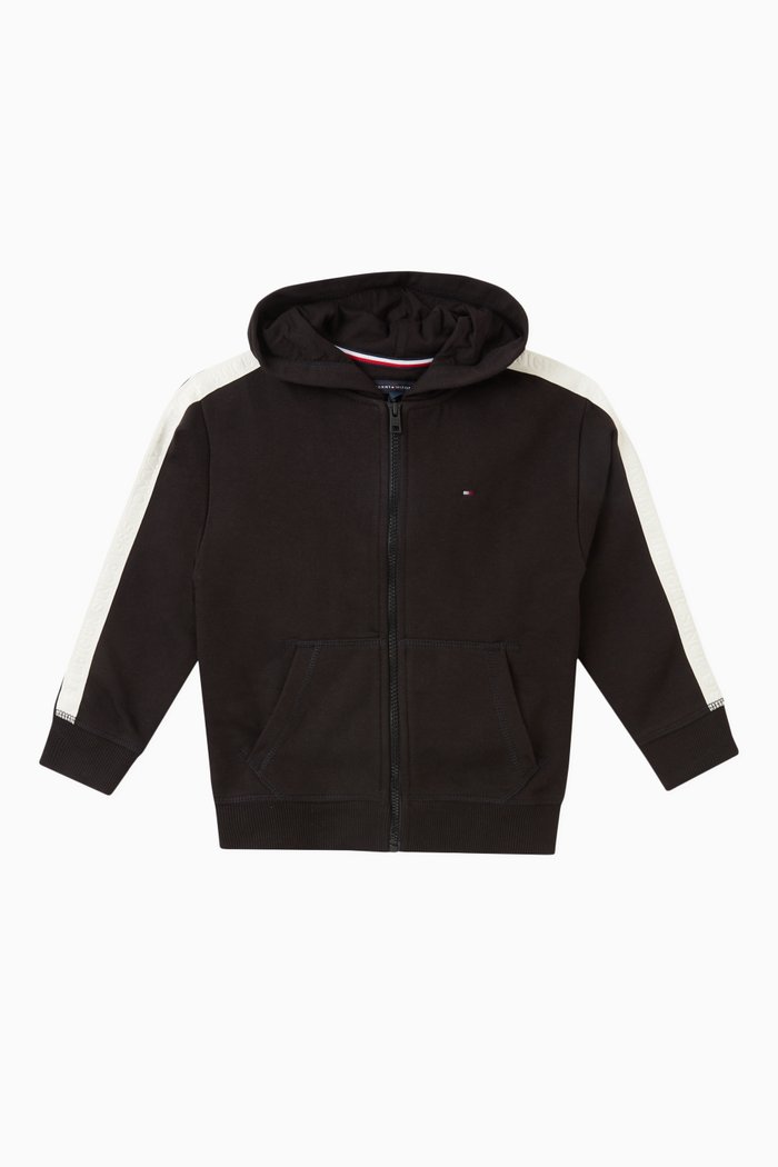 Logo Tape Hoodie in Cotton, Black