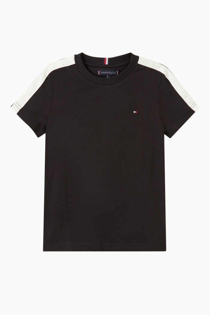 

Logo Tape T-shirt in Organic Cotton, Black