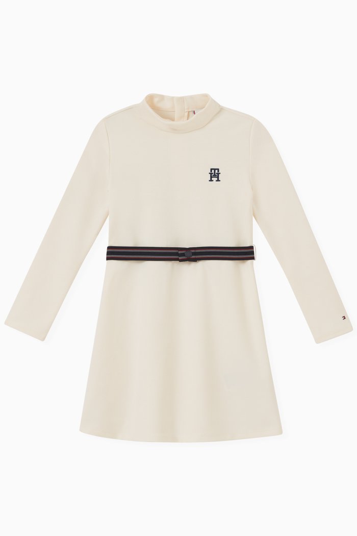 

Monogram Logo Skater Dress in Modal Blend, White