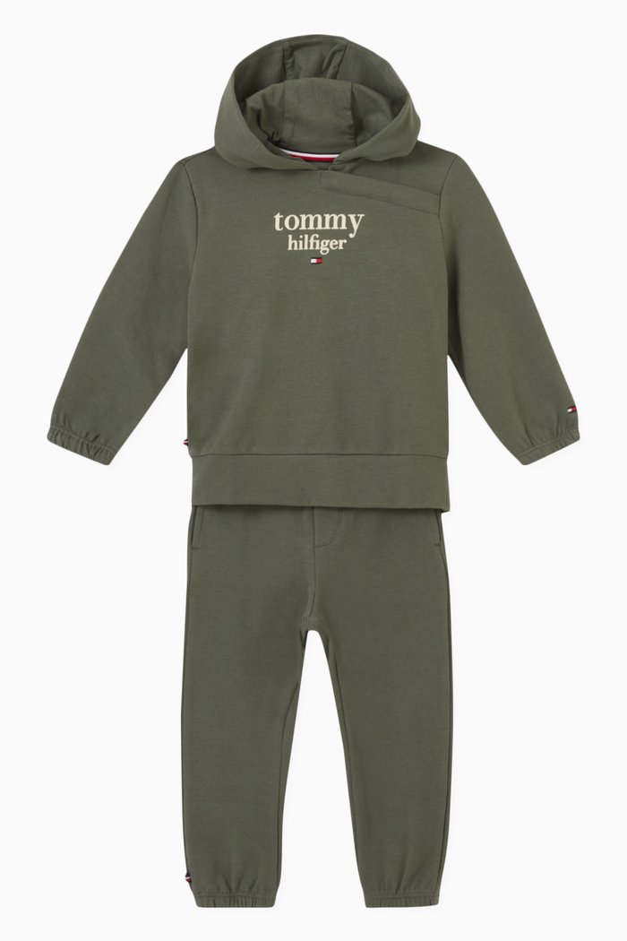 

Graphic Logo Hoodie & Sweatpants Set, Green