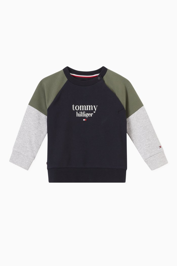 

Logo Colourblock Sweatshirt in Cotton, Green