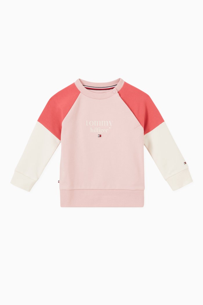 

Logo Colour-block Sweatshirt in Cotton, Pink