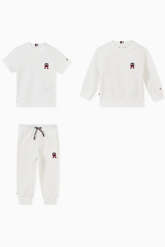 

Logo T-shirt Set in Cotton, White