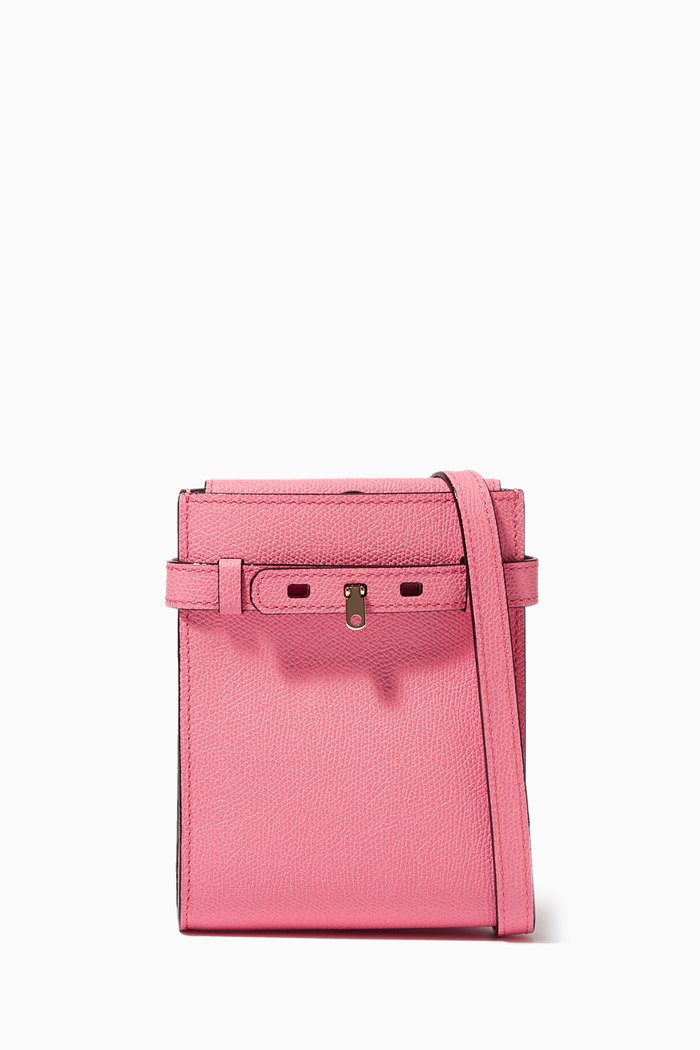 

Slim B-Tracollina Crossbody Bag in Calf Leather, Pink