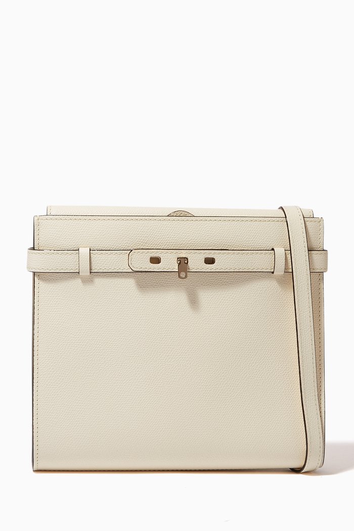 

B-tracollina Crossbody Bag in Calf Leather, White