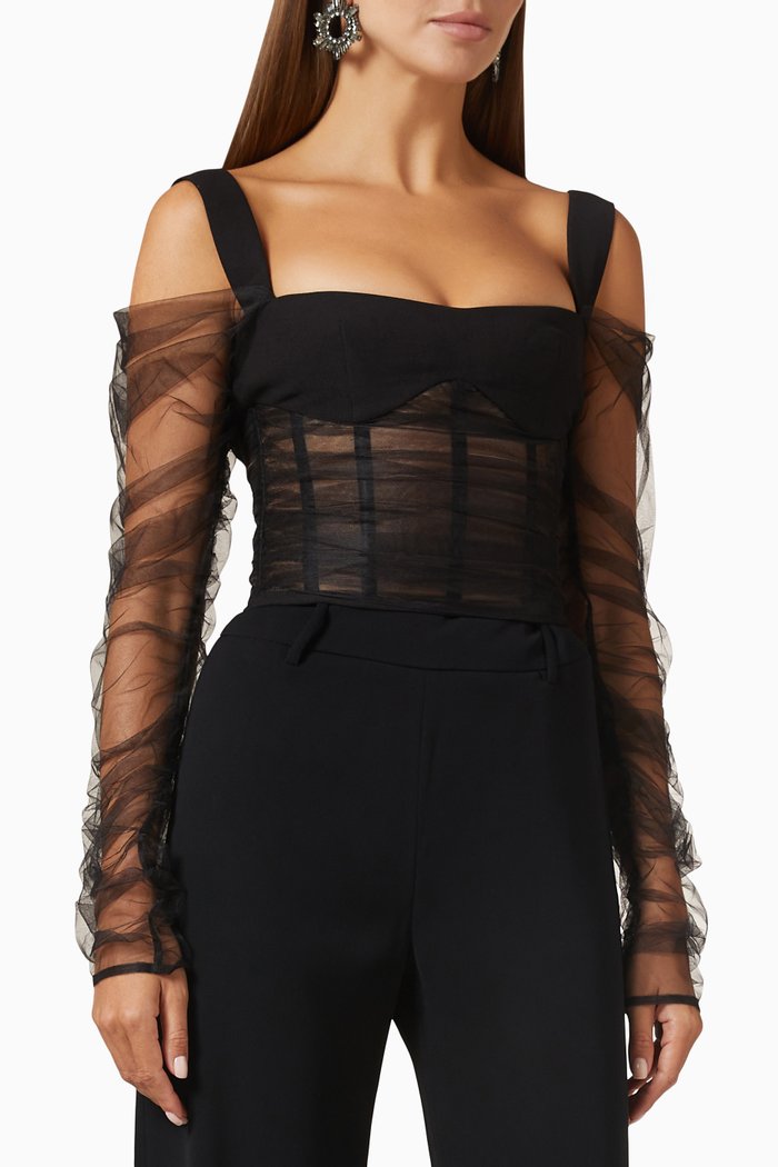 

Corset Top in Tulle, Black