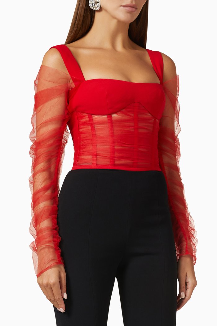 

Corset Top in Tulle, Red