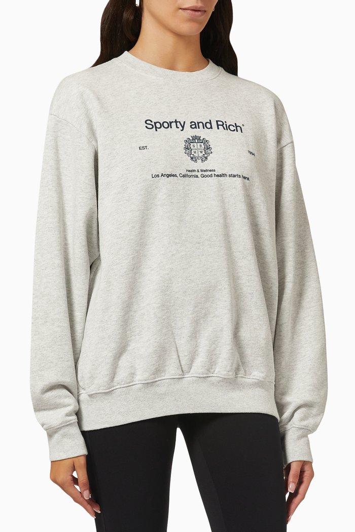 

Crest Crewneck Sweatshirt in Cotton, Grey