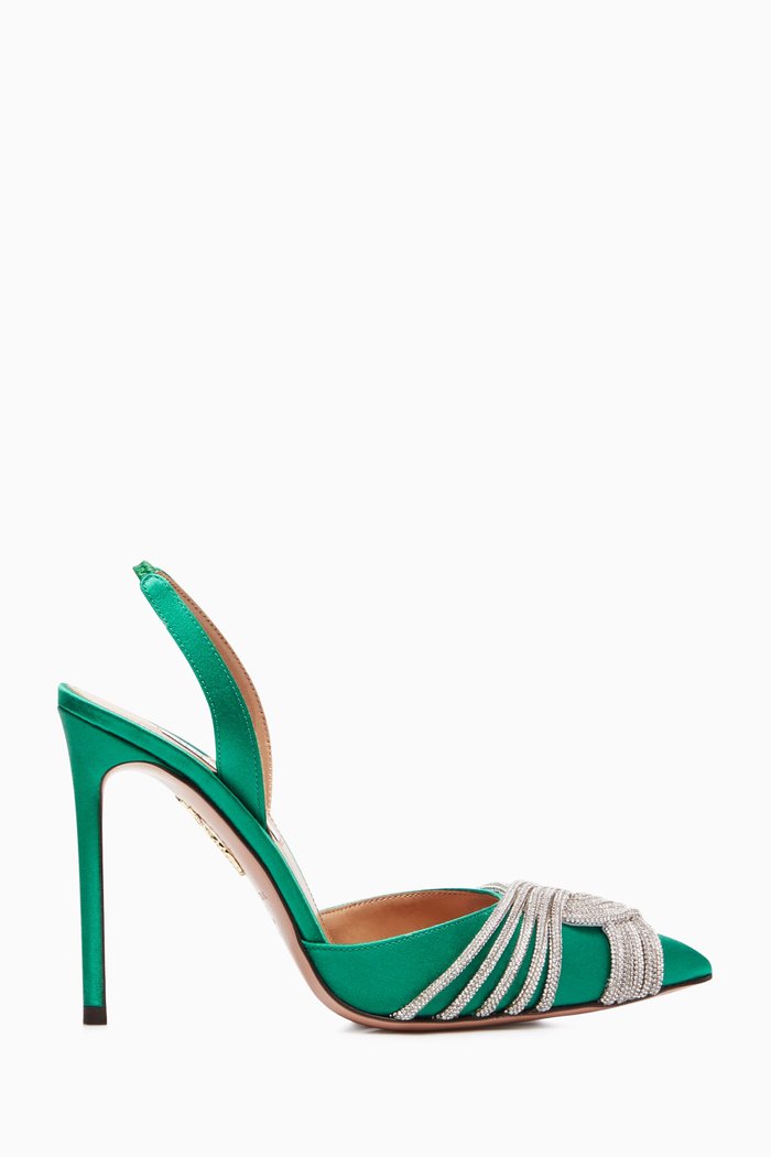 

Gatsby Slingback Pumps in Satin, Green