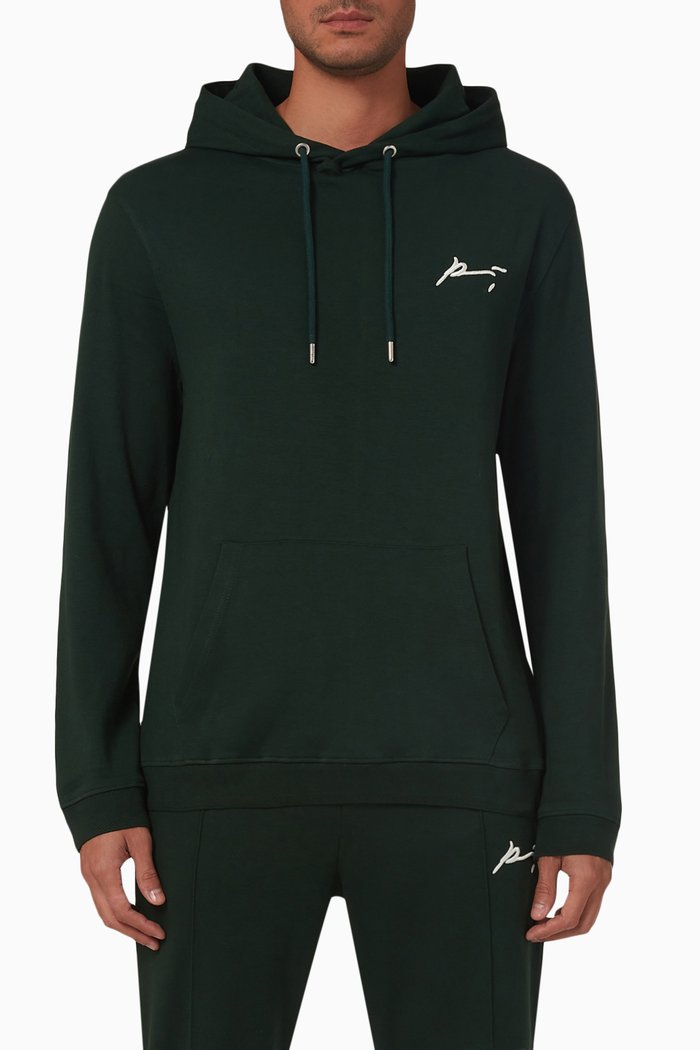 

Signature Core Embroidered Hoodie in Interlock-jersey, Green