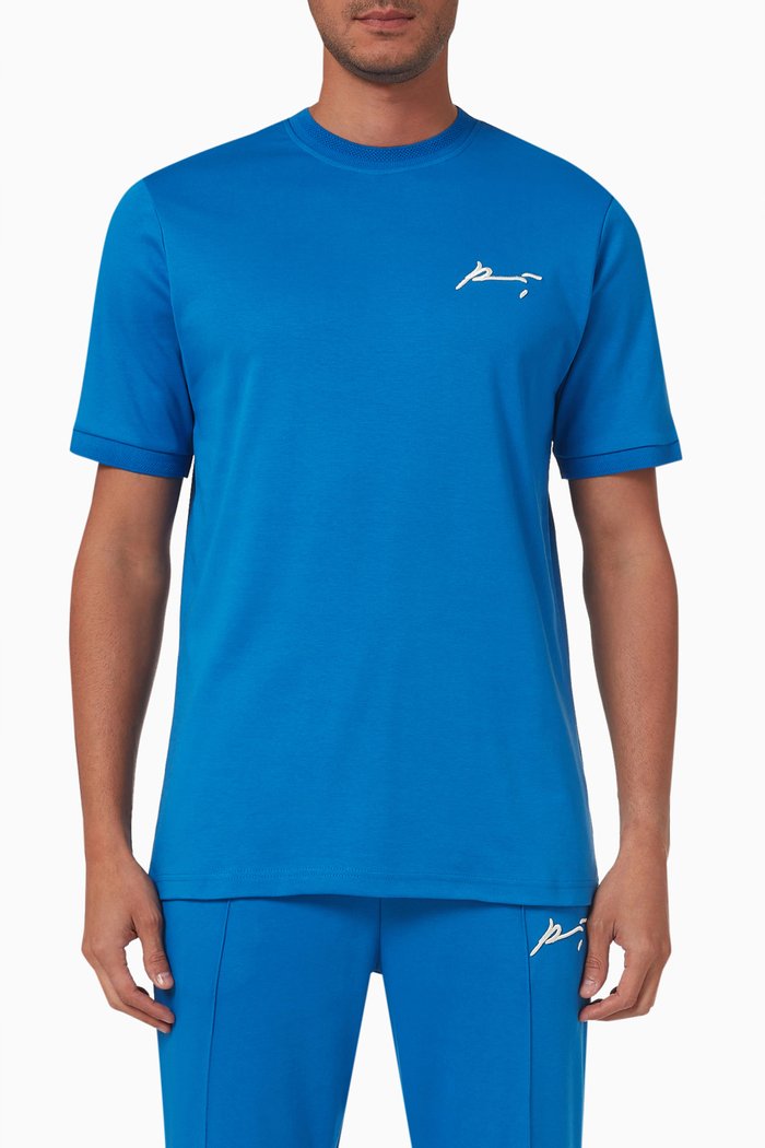 

Signature Core Embroidered T-shirt in Interlock-jersey, Blue