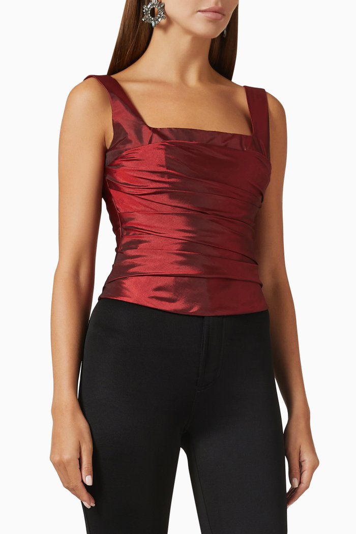 

Draped Top in Taffeta, Burgundy
