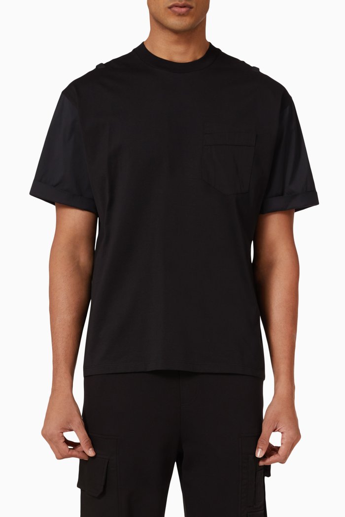 

Front Pocket Hybrid T-shirt in Cotton, Black