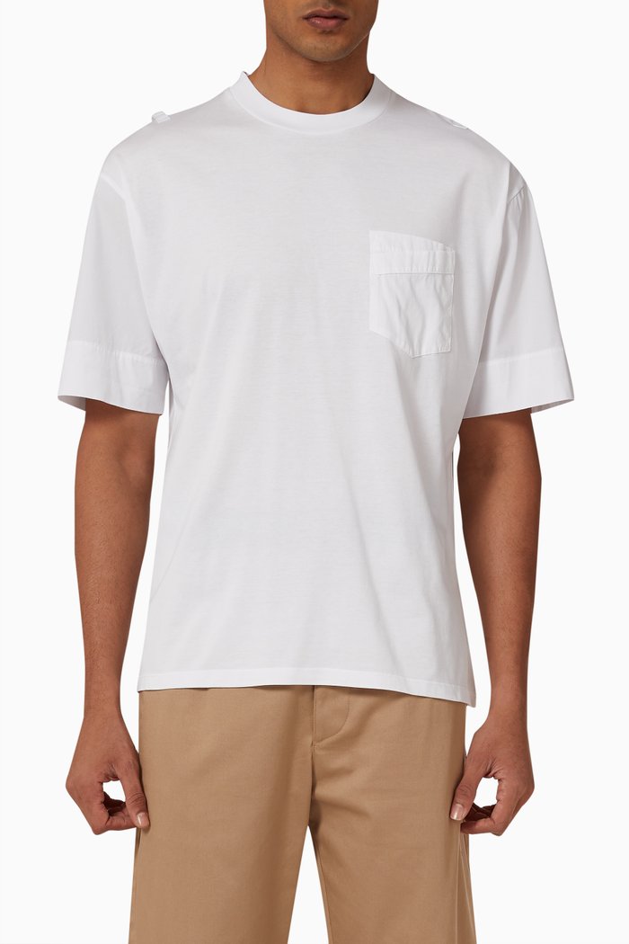 

Front Pocket Hybrid T-shirt in Cotton, White