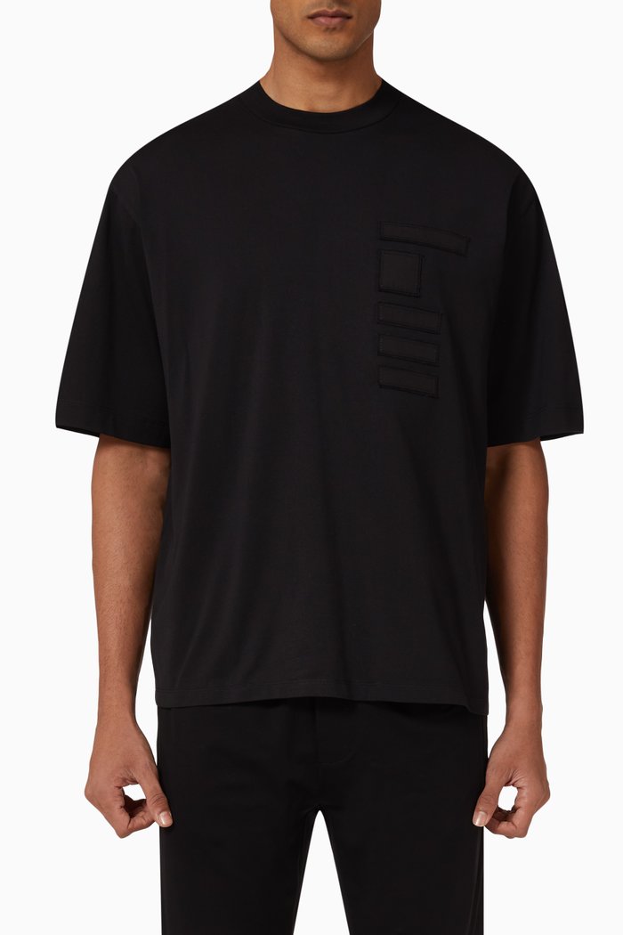 

Badge Detail T-shirt in Cotton, Black
