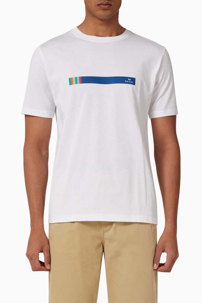 

Striped Logo T-shirt in Organic Cotton-jersey, White