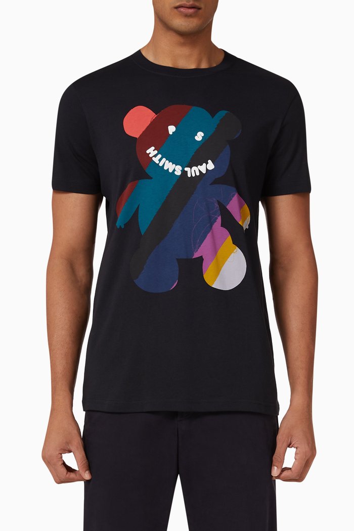 

Happy Teddy Slim-fit T-shirt in Organic Cotton-jersey, Blue
