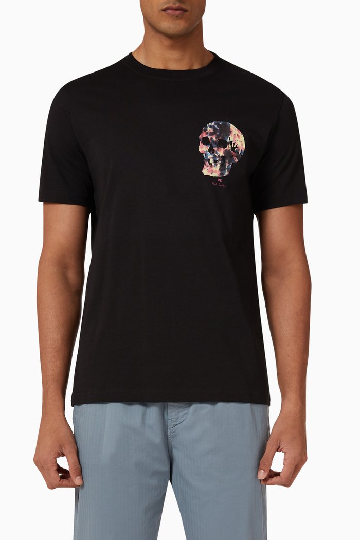 

Tie-dye Skull T-shirt in Organic Cotton-jersey, Black