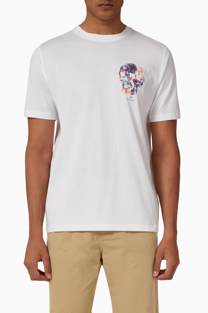 

Tie-dye Skull T-shirt in Organic Cotton-jersey, White