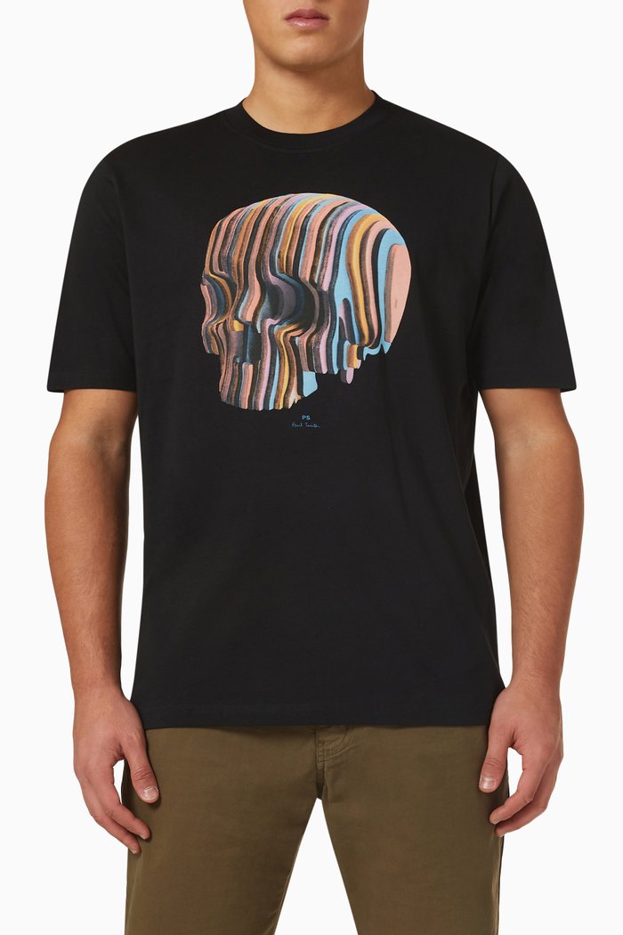 

Skull Print T-shirt in Cotton, Black