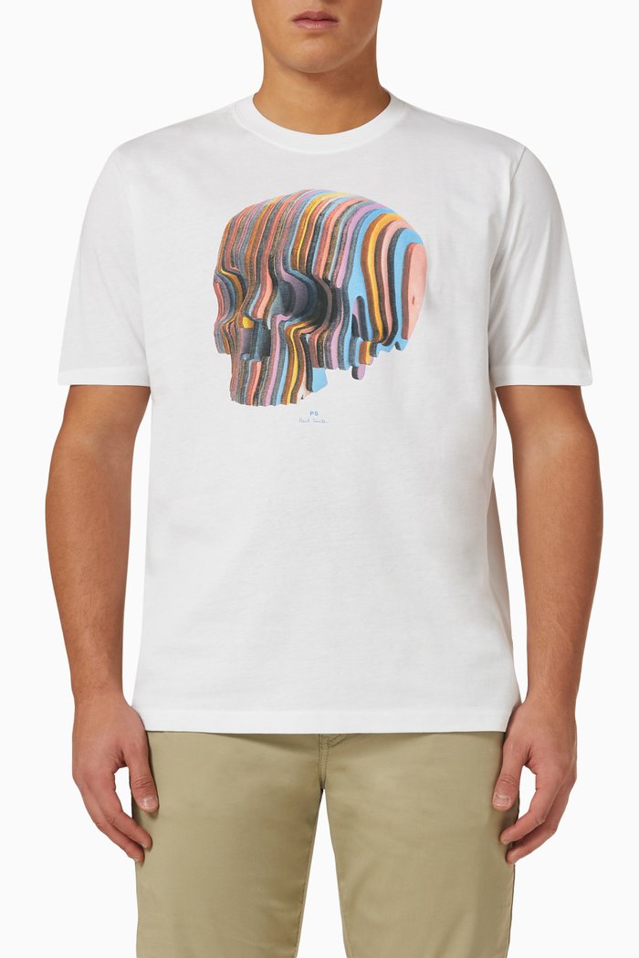 

Skull Print T-shirt in Cotton, White