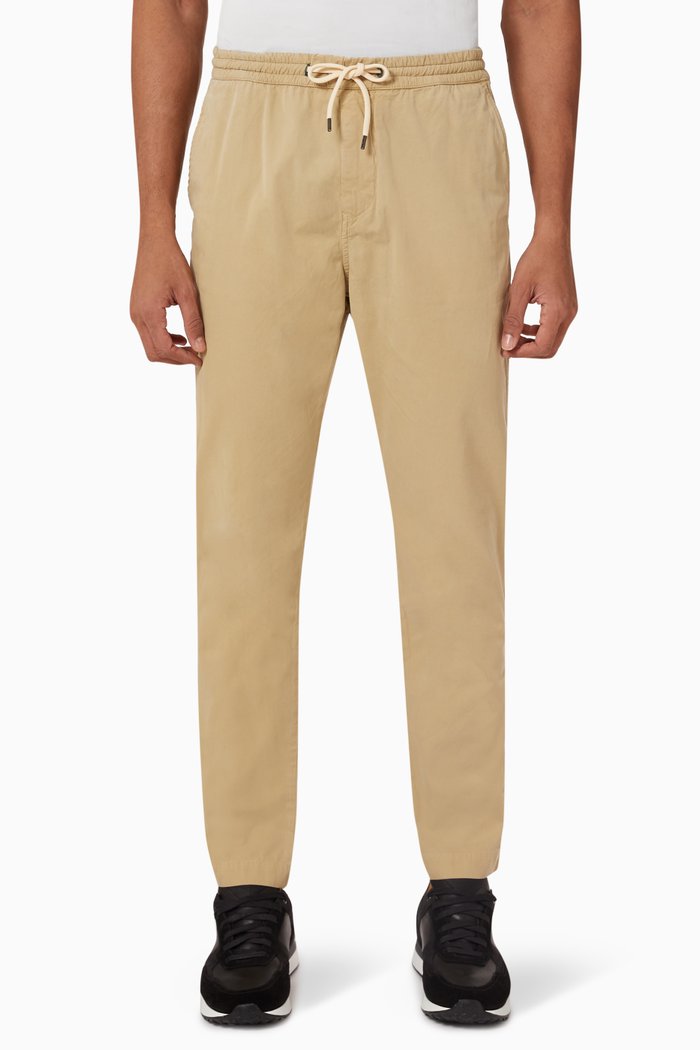 

Drawcord Pants in Stretch-cotton, Brown