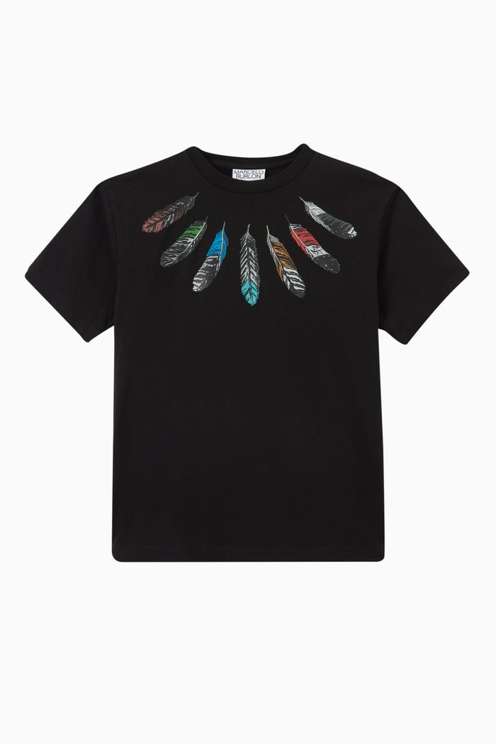 

Feathers T-shirt in Cotton, Black