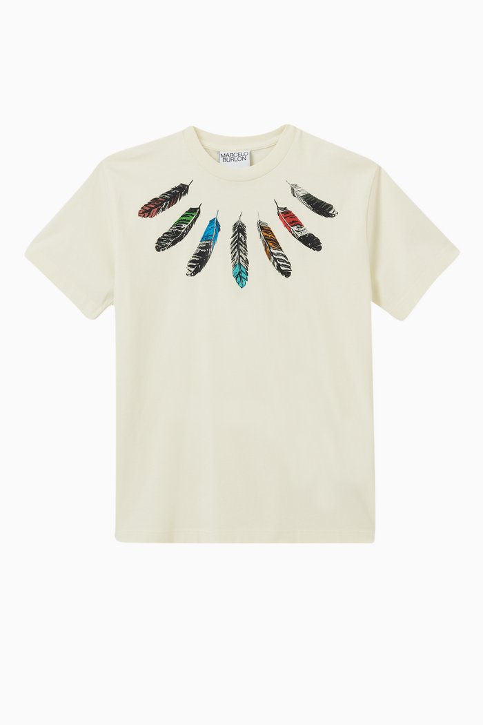 Feathers T-shirt in Cotton, Neutral