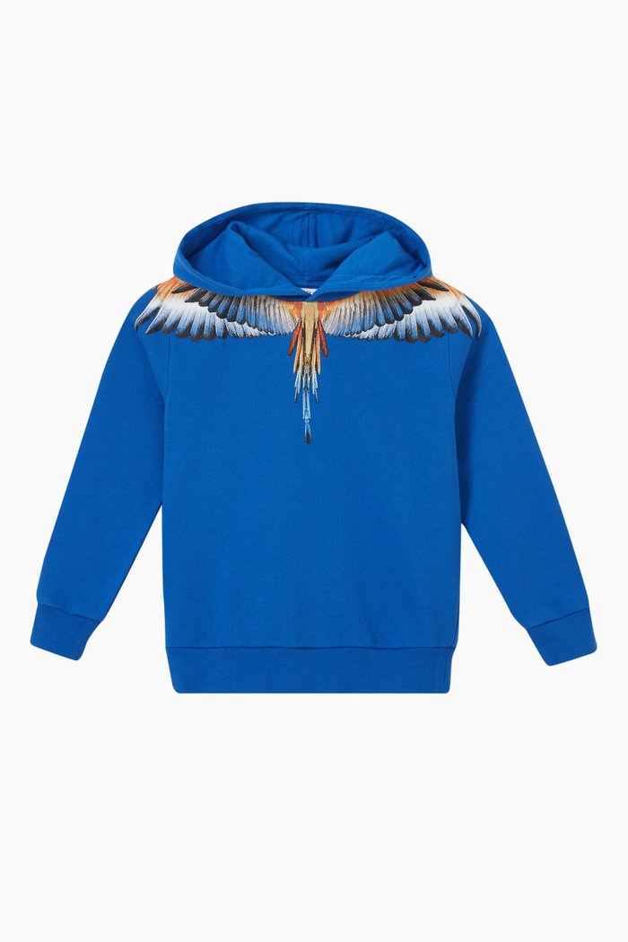 Wings Hoodie in Cotton, Blue