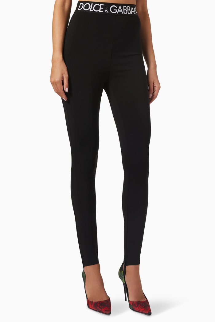 

Logo-tape Leggings in Jersey, Black