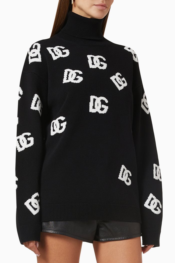

Inlaid DG-logo Turtleneck in Virgin Wool, Black