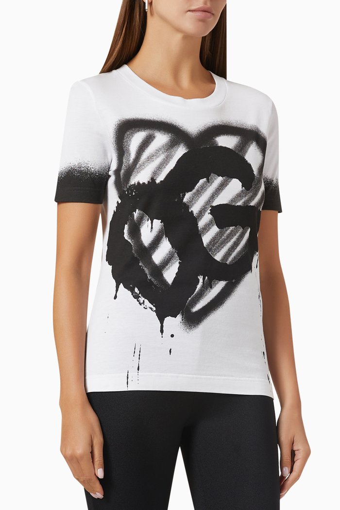 

Grafiti Heart Logo T-shirt in Jersey, White