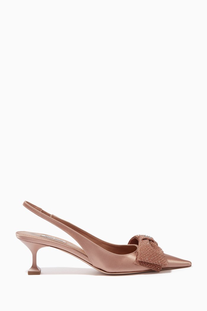 

Bow Slingback 55 Heel Sandals in Satin, Neutral
