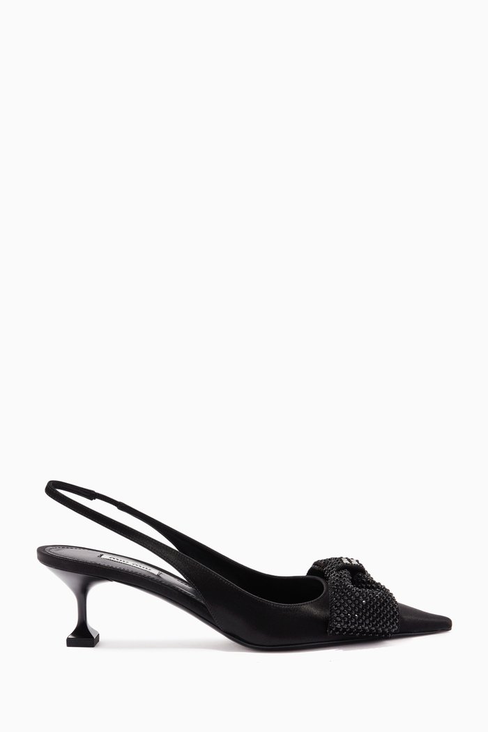 

Bow Slingback 55 Heel Sandals in Satin, Black