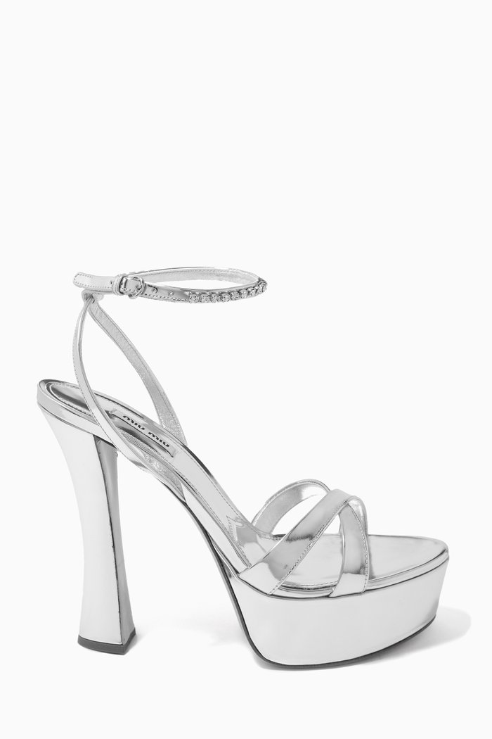 

Diccollette 135 Platform Sandals in Metallic-leather, Silver