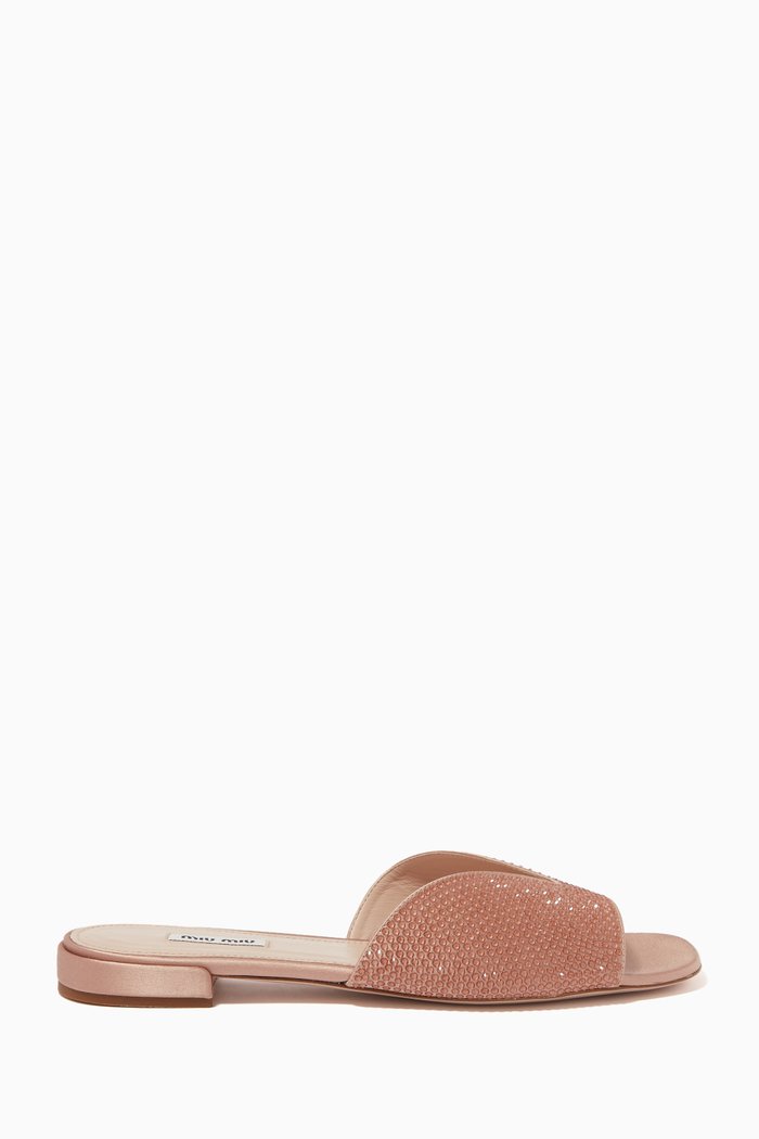 Crystal Flats in Satin, Neutral