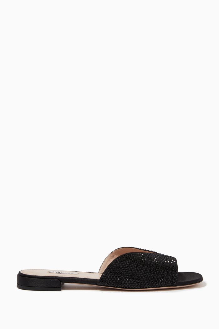 

Crystal Flats in Satin, Black