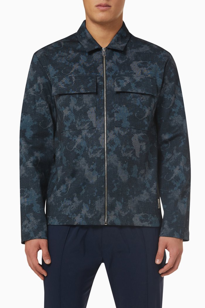 

Nant Cropped Parka in Camo Jersey, Blue