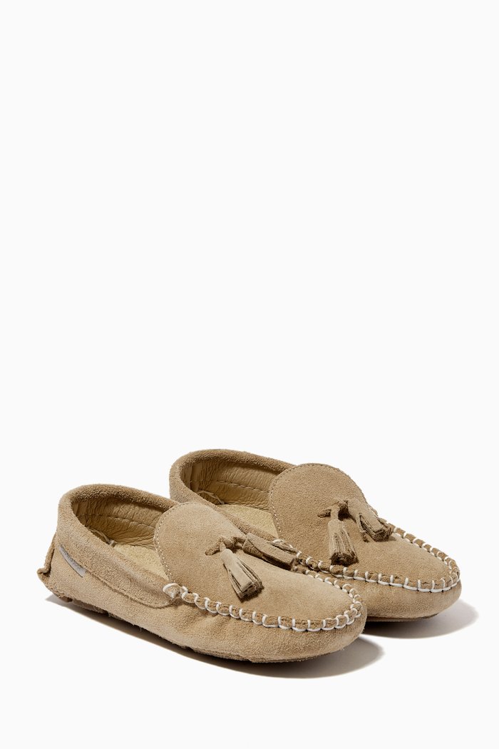 

Tassel Loafers in Suede Leather, Neutral