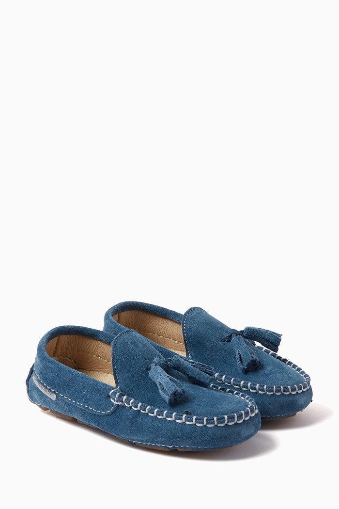 

Tassel Loafers in Suede Leather, Blue