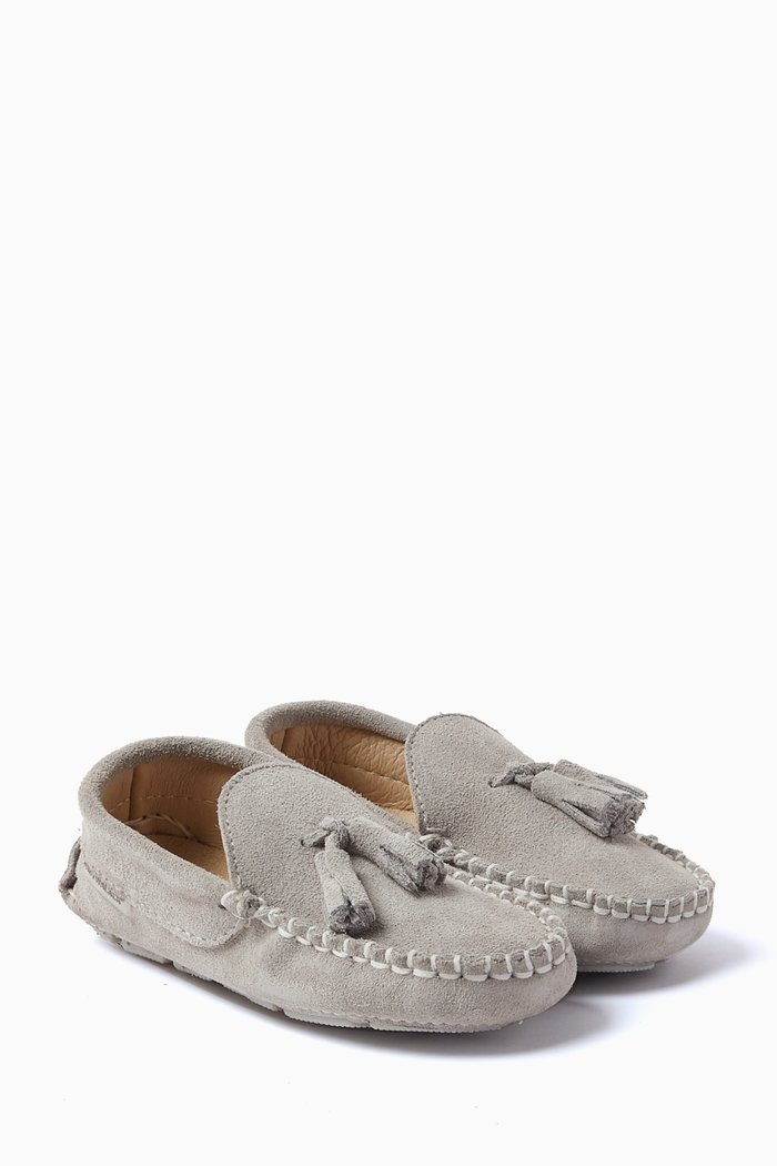 

Tassel Loafers in Suede Leather, Grey