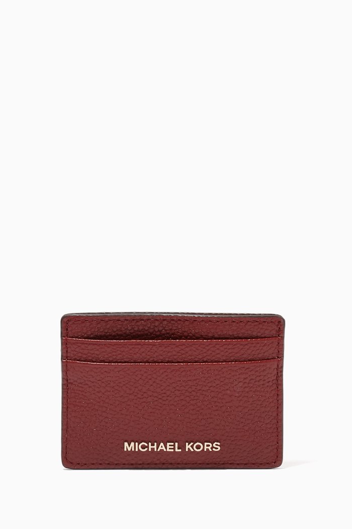 

Slim Card Case in Pebbled Leather, Red