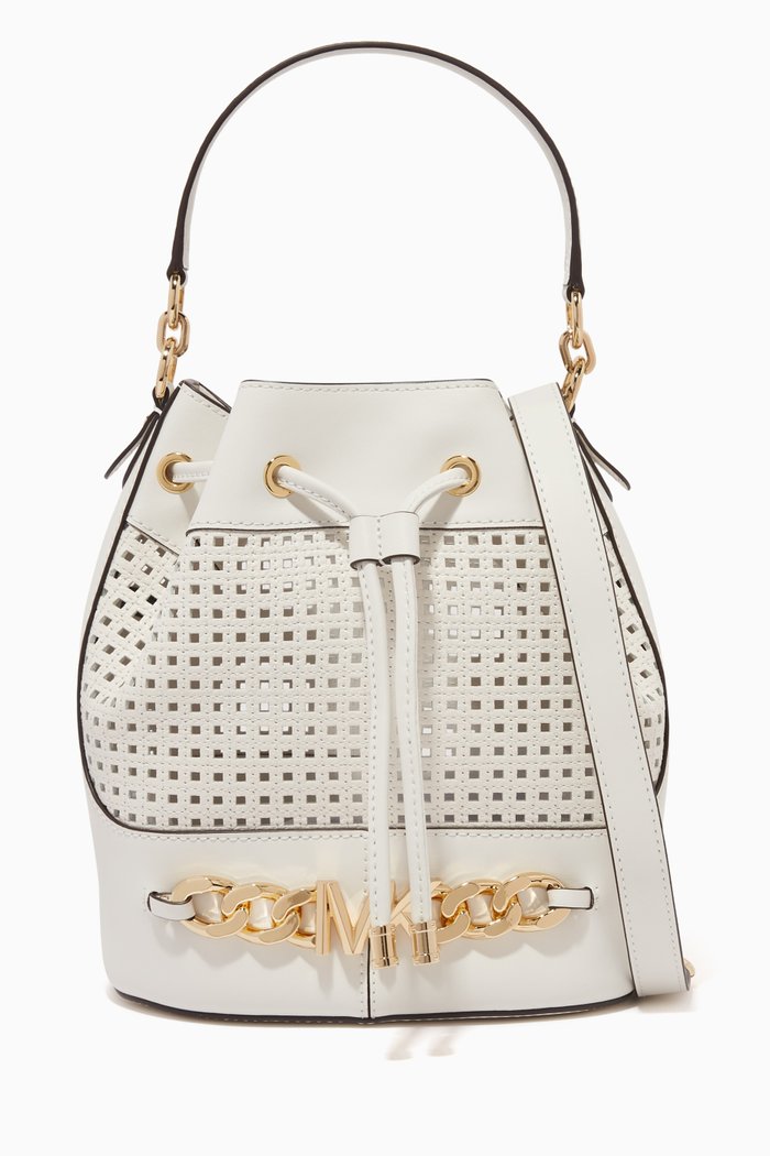 

Devon Medium Bucket Bag in Leather, White