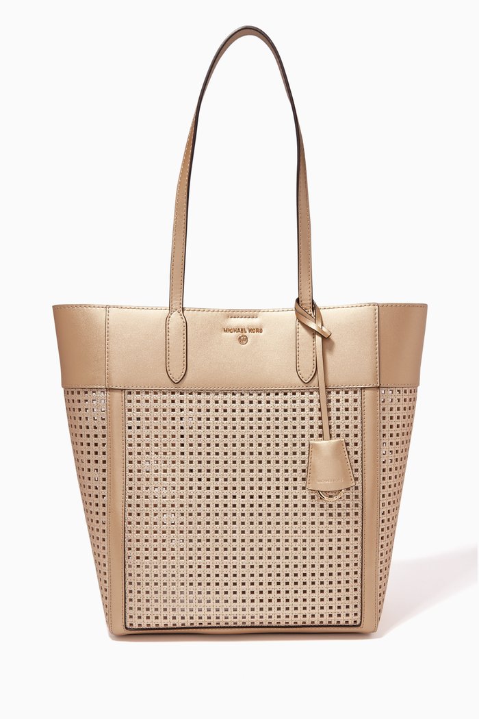 

Sinclair Large Tote Bag in Metallic Leather, Gold