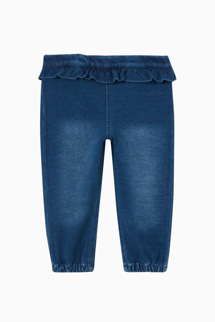 

Ruffled Jeans in Cotton, Blue
