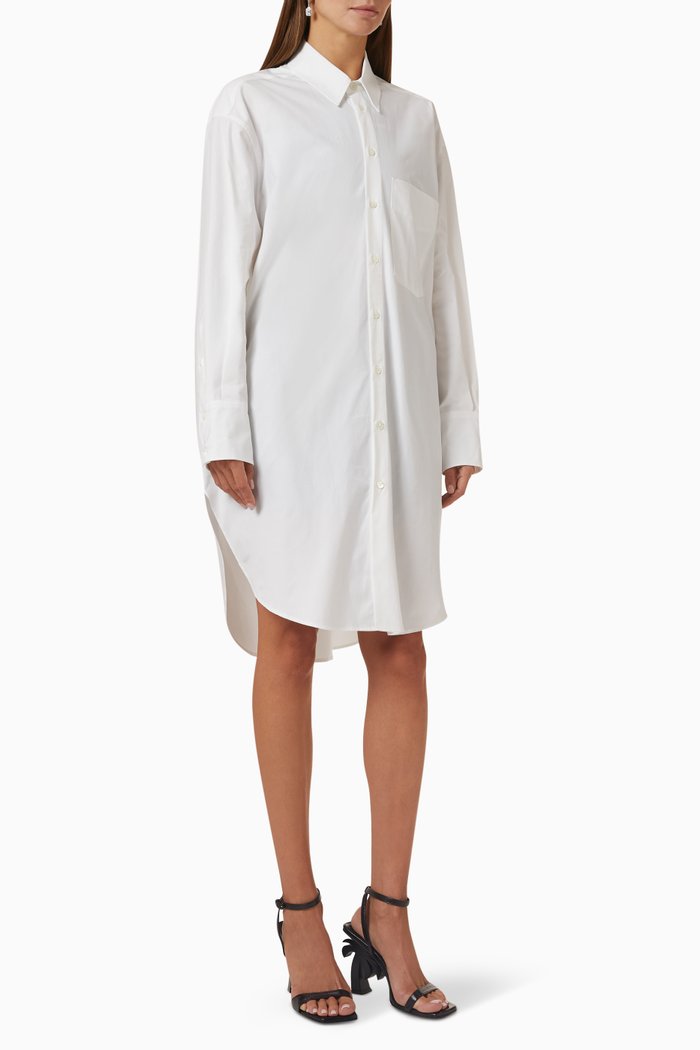 

Rhinestone Shirtdress in Cotton, White